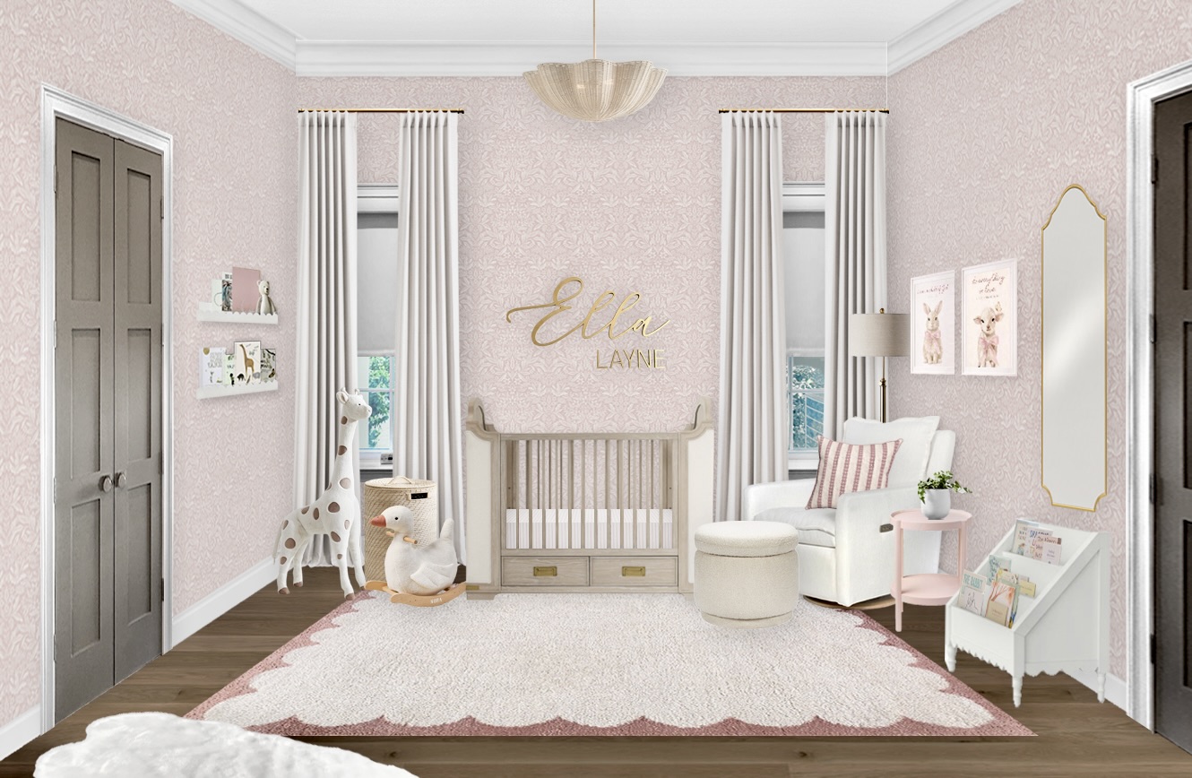 Sweet and Feminine Blush Nursery Design with Botanical Wallpaper