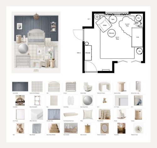 Slate Blue and Neutral Nursery Design with Paneling