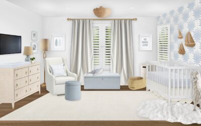 Coastal Nursery Design With Blue and Textured Neutrals