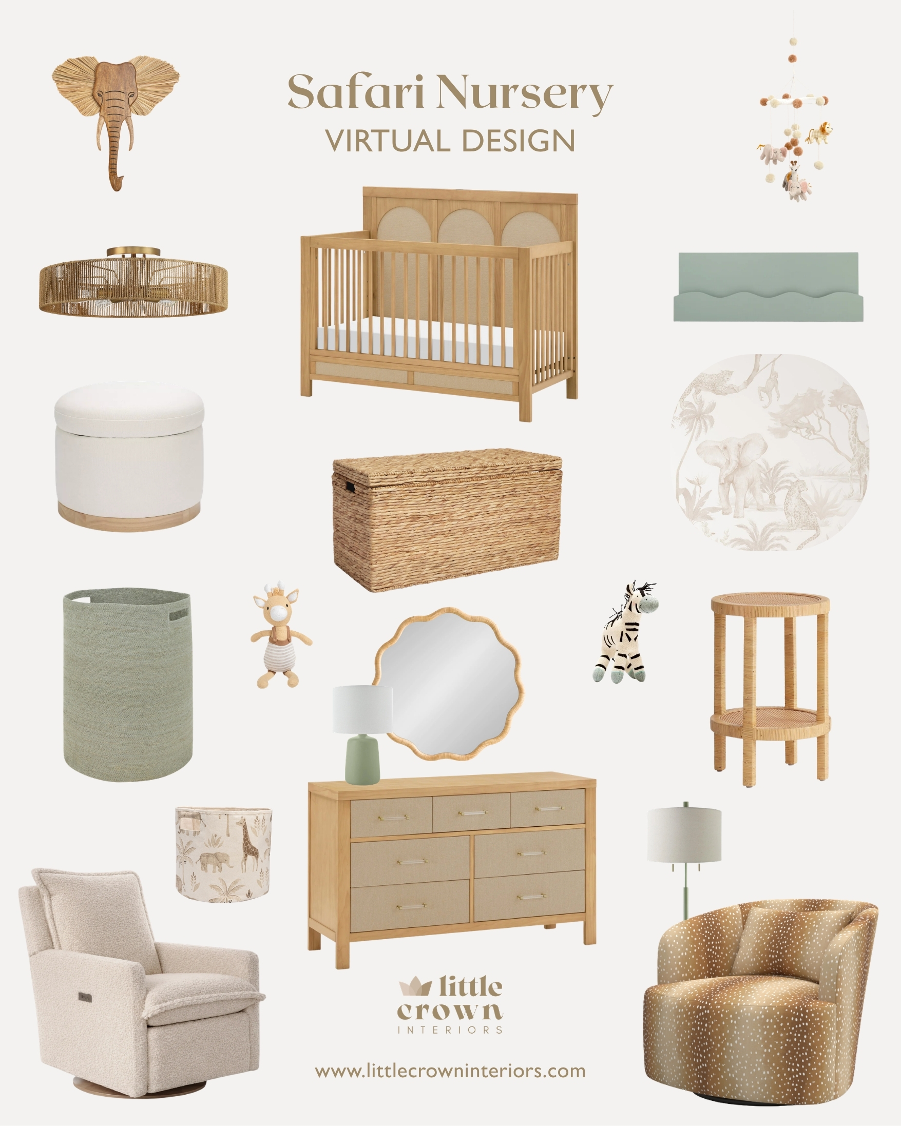 Safari Theme Nursery With Animal Wall Mural