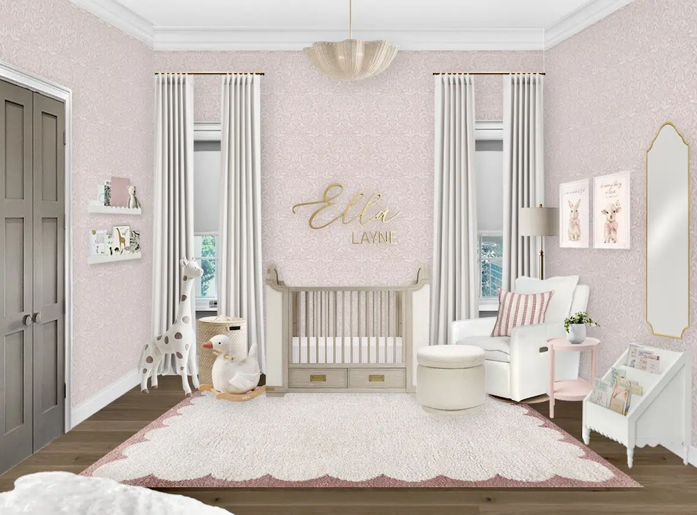 Mauve & Blush Nursery Design With Floral Wallpaper