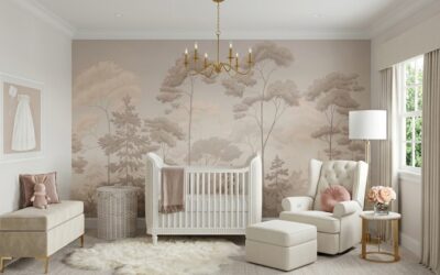Traditional Nursery Virtual Design with Neutrals and Rose