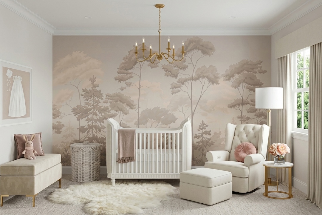 Earthy Traditional Child Nursery Interior Design