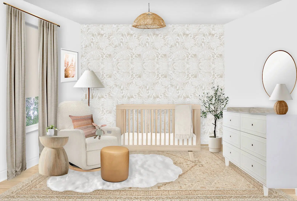 Gender Neutral Virtual Nursery Design With Wallpaper